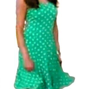 Susan Graver Sleeveless Polka Dot Dress Spearmint Green & White XL Flare & Flare